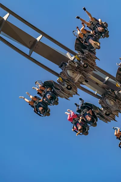 Guests upside down on The Swarm