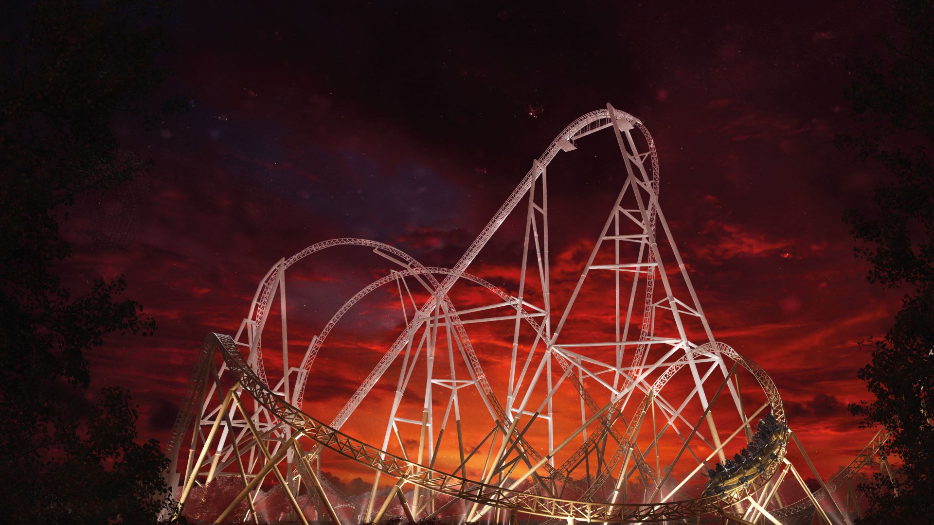 Hyperia in the dark at Thorpe Park Fright Nights